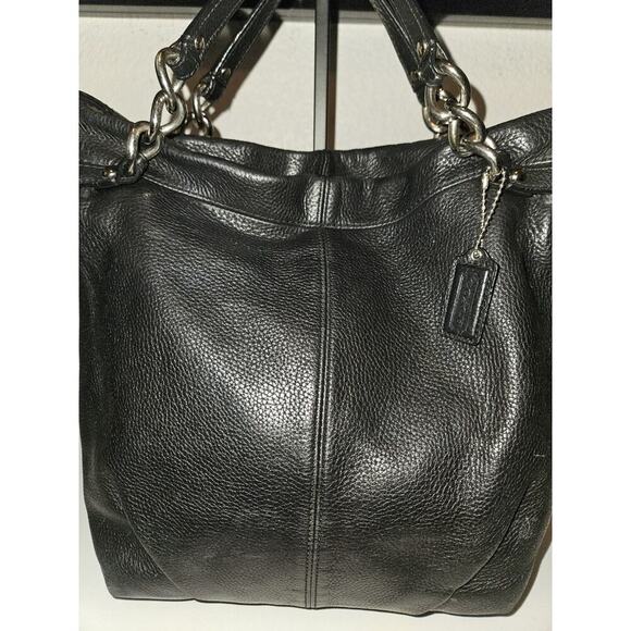 Coach Brooke Bag Purse Satchel Black Pebbled Leather Silver Chain F17165 *Read - Picture 3 of 14